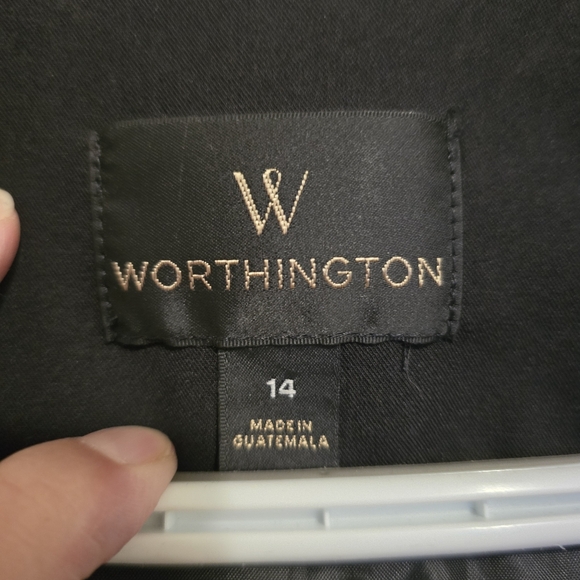 WORTHINGTON Black Womens Blazer 1 Button Closure Single Breasted Jacket Size 14 - Picture 3 of 17
